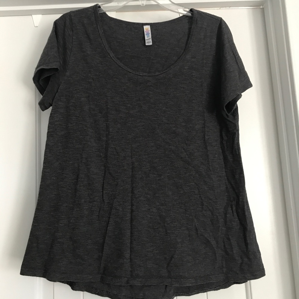 LuLaRoe Classic Tee Black and dark grey stripe